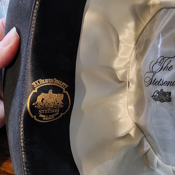 Vtg Stetson Stetsonian Fedora Beaver 7 1/4 Long Oval Gray/Black - Picture 3 of 10